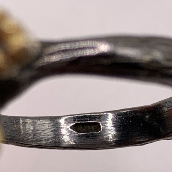 Handmade Sterling Silver Gold-Plated Rutilated Amethyst Garnet Ring" - Picture 6 of 8